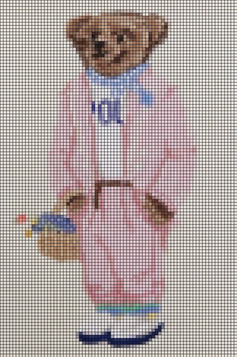 Teddy Bear Knitting Chart, Teddy Bear Cross Stitch Pattern, Bear Grid Pattern, Crochet Business, Needlepoint Christmas, Needlepoint Designs, Knitted Wit, Polo Bear, Knit Stitch Patterns