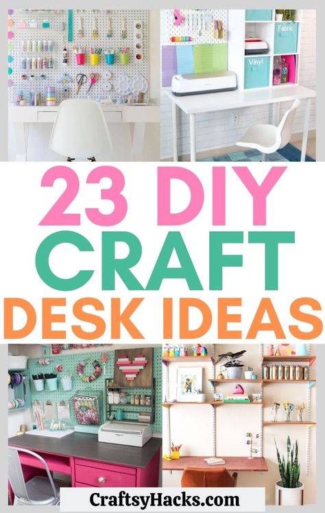 If your messy craft room is getting out of hand these brilliant DIY craft desk ideas will help you get it under control. Try these brilliant DIY desks and enjoy getting your craft supplies organized so you can get back to being creative. Take your home decor to a whole new level. Diy Art Supply Organization, Desk Craft Organization, Organizing A Craft Room On A Budget, Diy Craft Station Small Spaces, Craft Station Organization, Fun Craft Room Ideas, Craft For Bedroom Decor, Craft Desk Organization Small Spaces, Diy Craft Desk Ideas