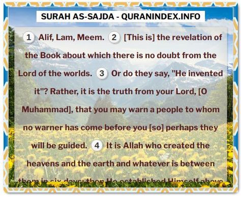 Search, Read, Listen, Download and Share #Surah #As-Sajda [32] @ https://quranindex.info/surah/as-sajda #Quran #Islam