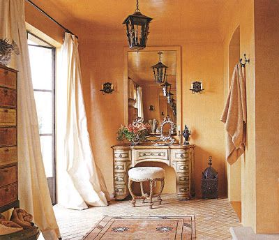 Southern Lagniappe: Designers' Favorite Paint Colors Orange Painted Walls, Deck Paint, Tuscan Design, Cream Walls, Mediterranean Home Decor, Orange Interior, Orange Decor, Favorite Paint Colors, Painted Walls