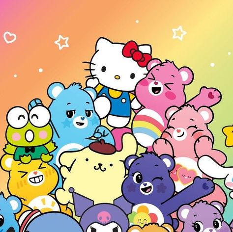 Hello Kitty And Care Bears, Hello Kitty Care Bear, Bear Instagram, Sea Creatures Drawing, Care Bears Vintage, Hello Kitty Photos, Hello Kitt, Many Friends, Fotos Aesthetic