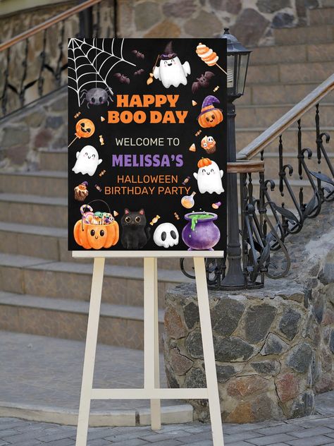 Happy Birthday Halloween Theme, Happy Boo Day Birthday, Happy Boo Day, Welcome Sign Halloween, Happy Birthday Halloween, Halloween Welcome Sign, Halloween Themed Birthday Party, Thema Halloween, Halloween Party Costume