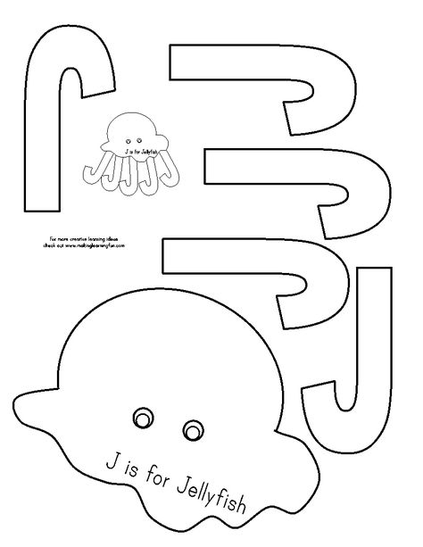 J is for jellyfish  Check out the website for more J Is For Jellyfish, Letter J Activities, Letter J Crafts, Preschool Letter Crafts, J Craft, Abc Crafts, Alphabet Letter Crafts, The Letter J, Alphabet Crafts