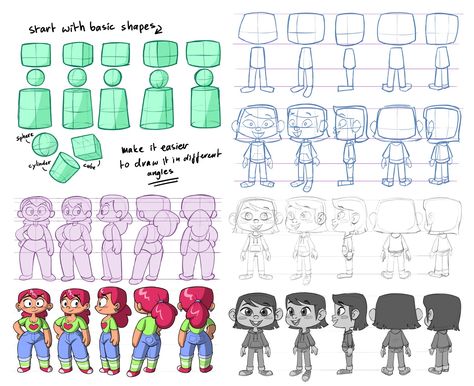 Cartoon Head Shape Reference, How To Draw Body Cartoon, Character Design Layout Sheet, Model Sheet Reference, Character Rotation Sheet, Turnaround Reference Character Sheet, Cartoon Character Turnaround, Cartoon Character Model Sheet, Cartoon Character Sheet