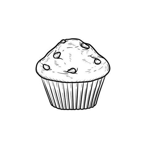 How To Draw A Muffin, Muffin Tattoo Ideas, Muffin Drawing Cute, Food Drawing Sketches Easy, Muffin Doodle, Muffin Sketch, Muffin Tattoo, Muffin Drawing, Writing Themes