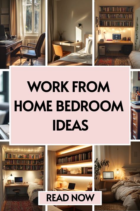 💼🛏️ Need bedroom office ideas that inspire creativity and focus? Check out our article for stylish bedroom office design tips that merge home office decor seamlessly with your personal space. Find your perfect setup now! Study Spare Bedroom, Work From Home Office In Bedroom Cozy, Bedroom Plus Office Ideas, Office Room Apartment, Master Bed Office Combo, Small Boho Bedroom With Desk, Craft Spare Bedroom Ideas, Work From Home In Bedroom, Room Divider Bedroom Office