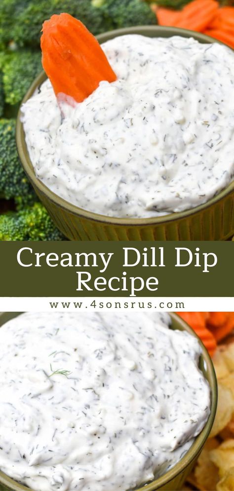 This creamy dill dip recipe makes a refreshing appetizer or snack that’s quick and easy to whip up, even at the last minute. Featuring a simple seasoning blend mixed into a sour cream base- pair it with chips, crackers, or fresh veggies and it’s perfect for serving at parties, barbecues, and even potlucks. Get this quick and easy recipe today! Click here. Best Dill Dip Recipe, Vegetables For Dipping, Chip Dip Recipes With Sour Cream, Dip For Veggies And Crackers, Dill Dip Recipe With Beau Monde, Creamy Dill Dip, Dilly Dip Recipe, Dill Vegetable Dip, Ranch Dip With Cream Cheese