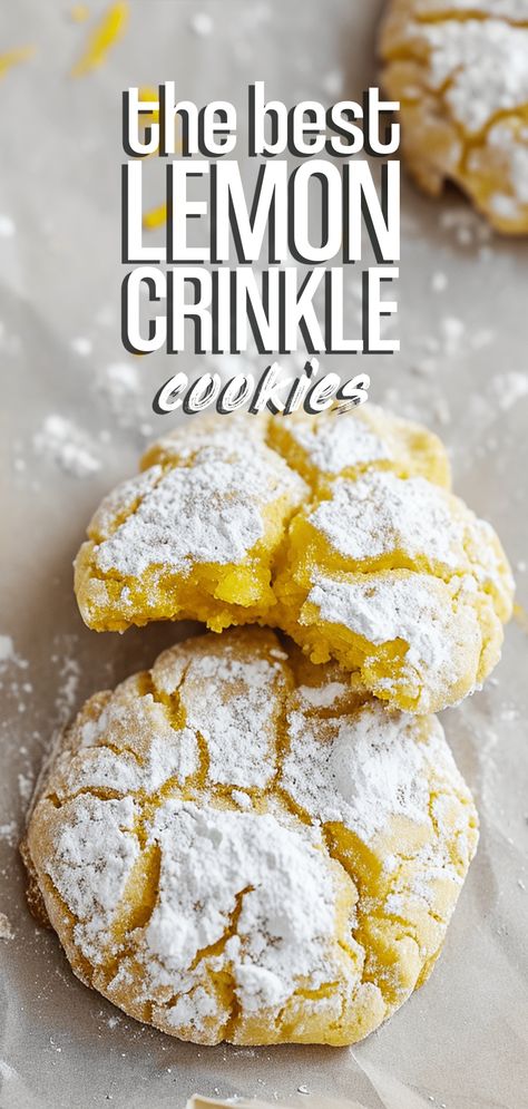 Lemon Crinkle Cookies [25 Minutes] – Chasety Best Lemon Cake, Lemon Cookie Recipe, Lemon Cake Cookies, Lemon Bar Cookies, Lemon Cookies Easy, Lemon Cookie, Crinkle Cookies Recipe, Lemon Crinkle Cookies, Lemon Cookies Recipes