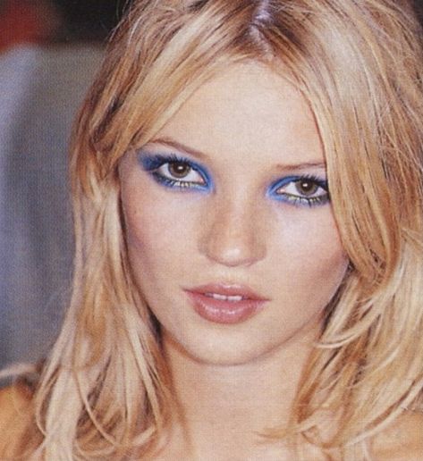 Blue Eyeshadow, Kate Moss, Blonde Hair, A Woman, Blonde, Makeup, Hair, Blue, Make Up