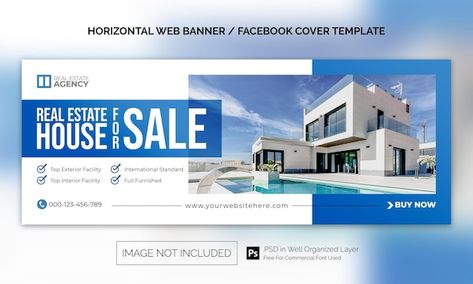 Real Estate Facebook Cover, Advertising Template, Real Estate Banner, Real Estate Postcards, Estate House, Banner Web, Photoshop Design Ideas, Graphic Design Infographic, Facebook Cover Template