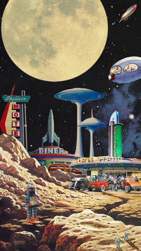 Retro Futurism Aesthetic, Futurism Aesthetic, Vintage Space Art, Vintage Futurism, Molduras Vintage, Futurism Art, Futurisme Retro, Futuristic Aesthetic, Retro Artwork