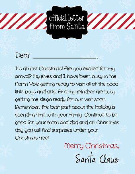 FREE Letter From Santa Printable for the kiddos! See 20 More FREE Holiday Printables on www.prettymyparty.com. Free Letter From Santa Printable, Free Santa Letter Printable, Dear Santa Letter Printable Free, Letters From Santa Printable Free, Letter From Santa To Kids Free Printable, Letters To Santa Free Printable, Letter From Santa, Free Santa Letters, Letter To Santa