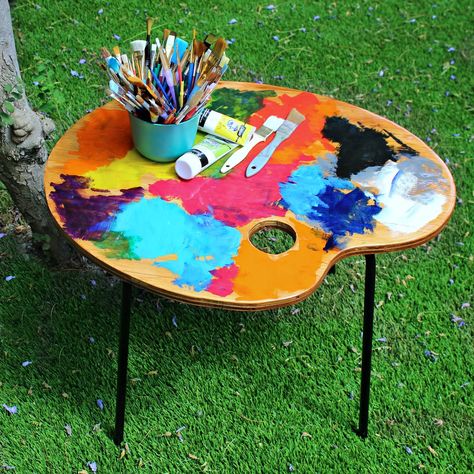 Side Table Diy, Palette Table, Art Studio Decor, Kristina Webb, Diy Side Table, 2024 Art, Art Studio Organization, Art Classroom Decor, Art Studio Room