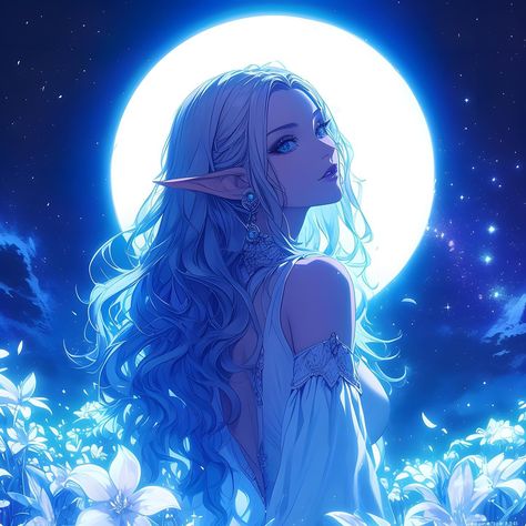 Moon Elf, Pfps Icons, Edits Aesthetic, Anime Elf, Watercolor Paintings Nature, Leopard Art, Pfp Anime, Gothic Anime, Fantasy Art Landscapes