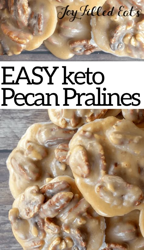 My Creamy Pecan Pralines will make you dream of New Orleans. Only 1 carb per piece! My Pecan Pralines Recipe are the ultimate Keto candy. If you know me you know that dessert is my favorite meal. And this sugar-free treat is one of my faves! This easy recipe is low carb, keto, gluten free, grain free, sugar free, and Trim Healthy Mama friendly. Keto Sweets Desserts Easy, Gluten Free Keto Meals, Keto Treats Quick, Keto Butter Board, Keto Snickers Cheesecake, Sugar Free Easter Desserts Low Carb, Carb Free Sweets, Keto Pecan Recipes, Keto Praline Pecans