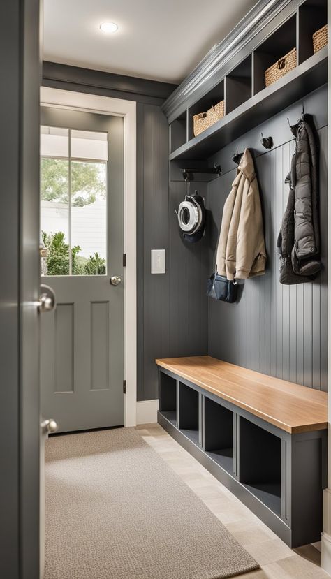 5 Mud Room Laundry Room Combo Ideas for Maximizing Space Small Area Mudroom Ideas, Small Mud Room Ideas Entryway Laundry, L Shape Mudroom Ideas, Laundry Room Lockers With Bench, Mud Room Paint Ideas, Farmhouse Mudroom Laundry, Mudroom Ideas Entryway Laundry, Laundry And Mud Room Combo, Laundry Room Combo Ideas