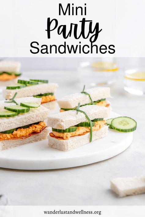 Sandwiches For A Party, Mini Sandwich Appetizers, Bridal Shower Sandwiches, Tiny Sandwiches, Sandwich Catering, Good Foods, Appetizer Sandwiches, Mini Croissants, Easy Sandwich Recipes