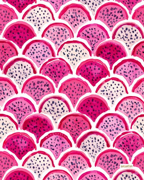 DRAGON SCALES – BARBARIAN by Barbra Ignatiev | Bold colorful art Barbra Ignatiev, Leaf Art Diy, Pink Dragon Fruit, Desain Pantry, Dragon Scales, Fruit Wallpaper, Pink Dragon, Scrapbook Background, Art Hobbies