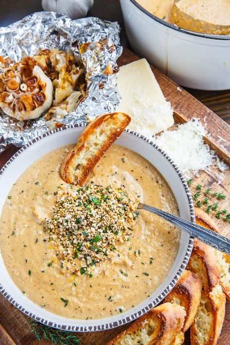 Roasted Garlic Cauliflower Soup, Garlic Cauliflower Soup, Garlic Cauliflower, Cauliflower Soup Recipes, Roasted Garlic Cauliflower, Cauliflower Soup, Asiago, Low Carb Paleo, Cauliflower Recipes