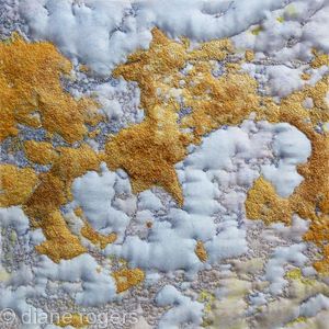 Yellow Lichen on Stone 2 - Printed,quilted embroidered silk textile Diane Rogers, Embroidery Machine Ideas, Fabric Development, A Level Textiles, Haida Art, Ideas Embroidery, Abstract Embroidery, Artwork Gallery, Art Textiles