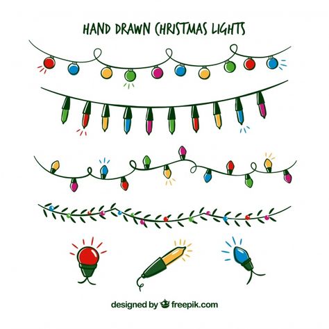 Collection of hand drawn christmas light... | Free Vector #Freepik #freevector #christmas #christmas-card #merry-christmas #party Bullet Journal Christmas, Hand Drawn Christmas, Christmas Doodles, 카드 디자인, Bullet Journal Writing, Christmas String Lights, Bullet Journal Doodles, Christmas Drawing, Journal Doodles