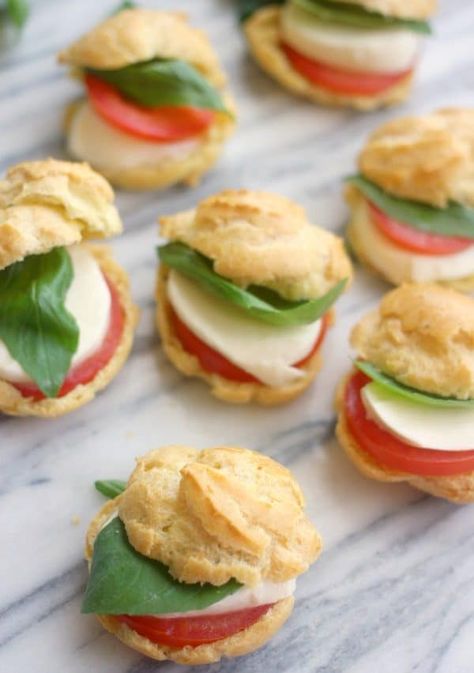 Caprese Profiteroles Savory Pate A Choux Recipe, Baker Bettie, Tomatoes Mozzarella, Savory Pastry, Baking Science, Choux Pastry, British Baking, Finger Food Appetizers, Gordon Ramsay