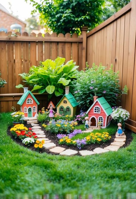 Childrens Garden Ideas On A Budget, Fairy Vegetable Garden, Diy Magical Garden Backyards, Diy Play Garden, Kids Outdoor Fairy Garden Play Area, Simple Outdoor Projects, Small Garden Kids Ideas, Gardens For Children, Backyard Ideas On A Budget For Kids