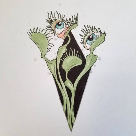 A drawing I never posted. It's a venus fl-EYE trap. 🖤... Venus Fly Trap Tattoo Design, Venus Flytrap Drawing, Fly Trap Drawing, Venus Fly Trap Drawing, Venus Fly Trap Art, Venus Flytrap Tattoo, Venus Fly Trap Tattoo, Plant Tattoos, Trap Art