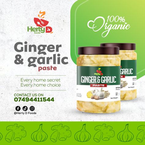 Ginger & Garlic paste advert flyer designed by Oppomence graphics, contact us on 0247369275 Advert Design Ideas, Product Flyer Design Inspiration, Product Advertising Design, Food Marketing Design, Product Flyer Design, Food Flyer Design, Foodie Design, Social Media Campaign Design, Advert Design