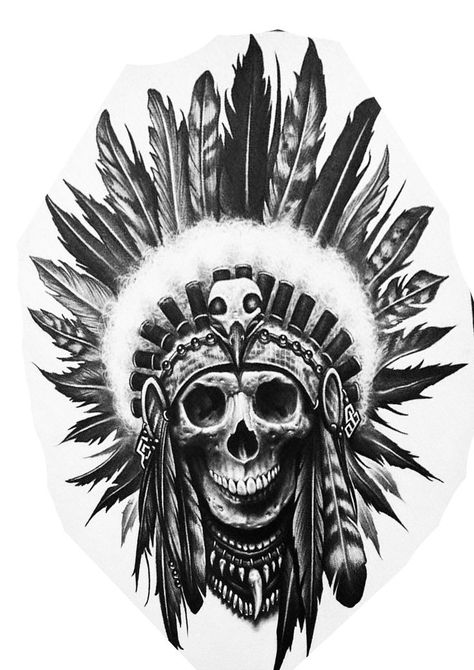 Indian Chief Tattoo, Indian Skull Tattoos, Indian Tattoo Design, Gladiator Tattoo, 42 Tattoo, Half Sleeve Tattoos Forearm, Nature Tattoo Sleeve, American Indian Tattoos, Black Art Tattoo