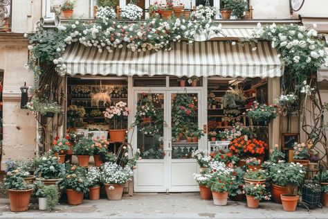 A front view of an elegant flower shop christmas festival blossom. | free image by rawpixel.com / Aew Flower Shop Exterior, Flower Shop Christmas, House Reference, Photo Paris, French Flowers, Flower Shops, Christmas Festival, Florist Shop, Dutch Door