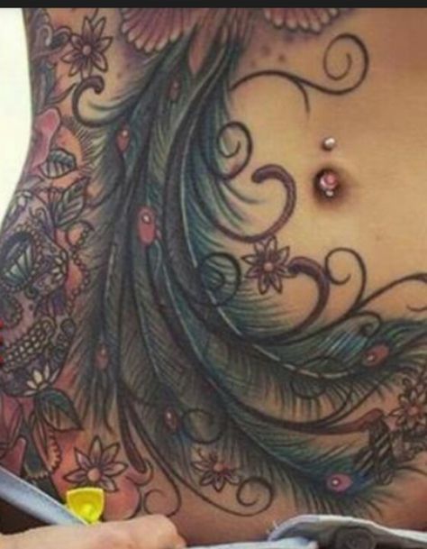 Cool tattoo Tattoo On Stomach, Chandelier Tattoo, Tattoo On The Back, Stomach Tattoos Women, My First Story, Tattoos To Cover Scars, Jewel Tattoo, Feminine Tattoo Sleeves, Wing Tattoo Designs