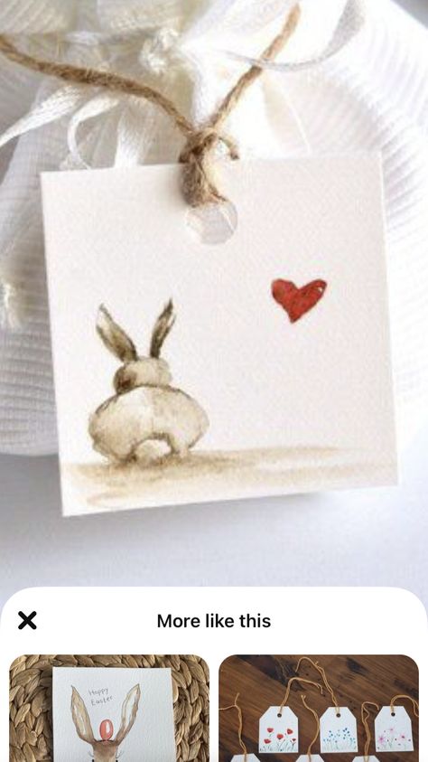 Easter Watercolour Painting, Easy Bunny Watercolor, Watercolor Easter Bunny, Easy Animal Watercolor Paintings For Beginners, Valentine Watercolor Card Ideas, Easter Card Watercolor, Easy Easter Watercolor, Easter Watercolors, Watercolor Bunnies