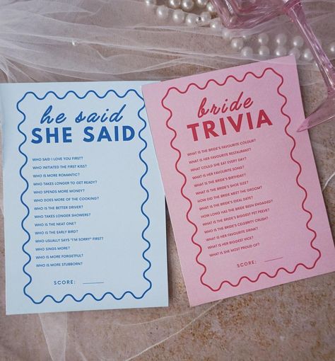 The Bridal Base | Our squiggle hens quiz set! At just A$5 for two quizzes, our games are the perfect addition to your bridal shower, hens or bachelorette! | Instagram Bachelorette Party Quiz For Bride, Bachelorette Quiz Game, Bridal Games Ideas, Hen Do Set Up, Bach Party Activities, Hens Weekend Ideas, Hens Games Ideas, Hen Do Ideas Activities, Colourful Hens Party