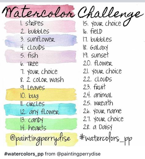 30 Day Watercolor Challenge For Beginners, Watercolor Painting Prompts, Hobby Lobby Easter Decor, Aesthetic Hobby, Hobbies Aesthetic, Painting Prompts, Hobby Aesthetic, List Of Hobbies, Watercolor Challenge