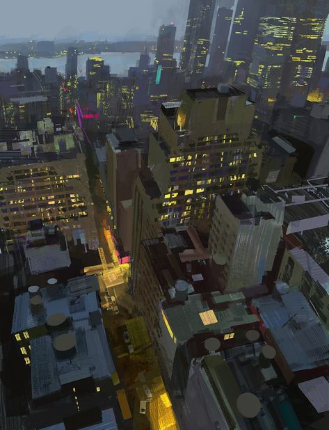 ArtStation - Dailies View Reference, Cityscape At Night, Dark Palette, Cartoon Building, Hero Inspiration, Ny Art, Bg Design, City Cartoon, Vantage Point