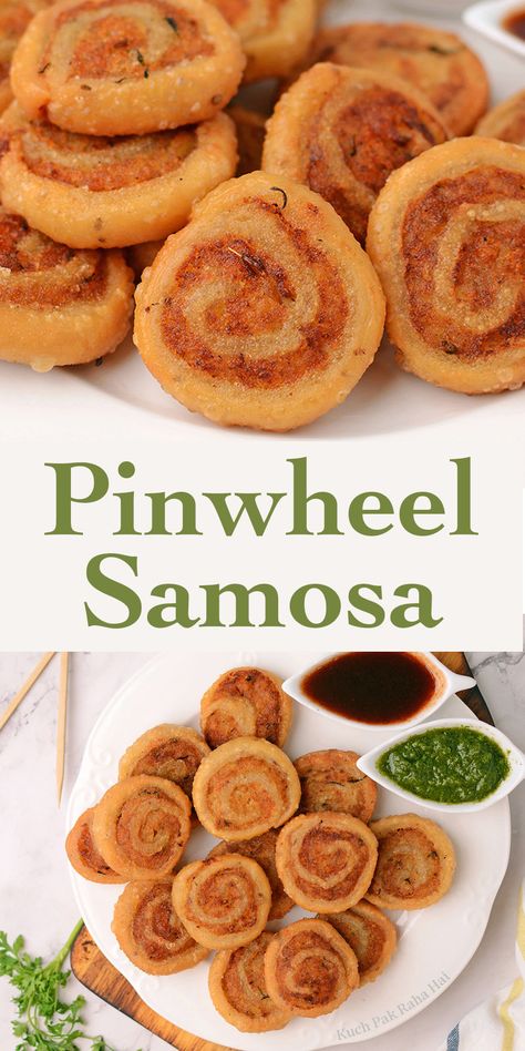 Pinwheel Samosa – Fried & in Air Fryer Air Fryer Samosas, Pinwheel Samosa, Savoury Platter, Samosa Pinwheels, Platter Recipes, Airfryer Snacks, 2023 Meals, Air Fryer Recipes Indian, Indian Sides