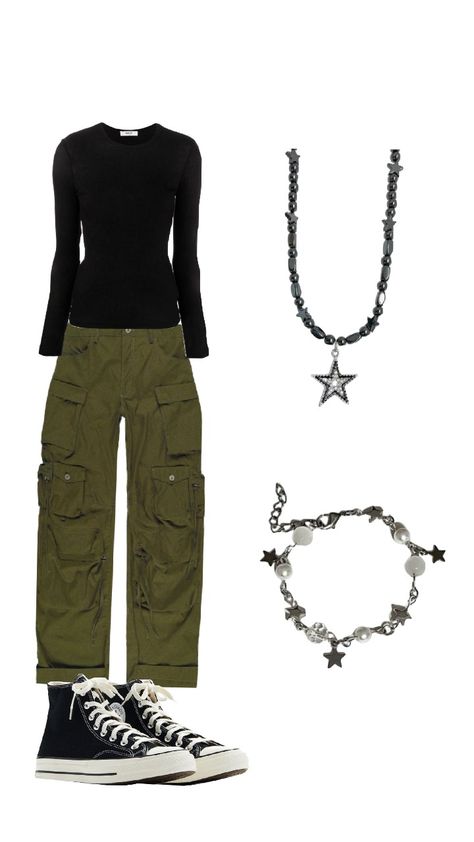 Y2K Green cargo Pants outfit Y2k Green Outfit, Green Y2k Outfit, Green Sweatpants Outfit, Non Binary Outfits, Green Cargo Pants Outfit, Cargo Outfit, Outfits Styling, Green Y2k, Green Sweatpants