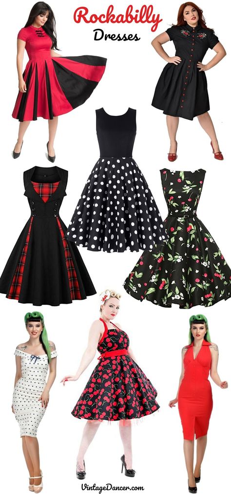 Rockabilly Dresses 50s, Rockabilly Looks For Women, Rockabilly Style Women, Retro Stage Outfits, Pinup Outfits Ideas Rockabilly, Rockabilly Dress Pattern Free, Pin Up Girl Outfits, Pinup Outfits Ideas, Rockabilly Outfits For Women