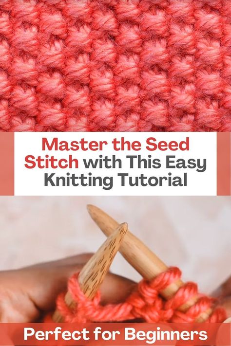 If you're looking to add texture and depth to your knitting projects, the seed stitch pattern is an excellent choice. And now, you can learn to knit this beautiful stitch in the easiest way possible! Our comprehensive video tutorial will guide you through the process step by step, so you can create stunning textured pieces with ease. All you need to know are the basic knit and purl stitches, and we'll take care of the rest. With the seed stitch pattern, you'll create an interesting texture... Knit Seed Stitch, Textured Knitting, Rib Stitch Knitting, Knit Purl Stitches, Learn To Knit, Crochet Tips, Knitting Instructions, Purl Stitch, Seed Stitch