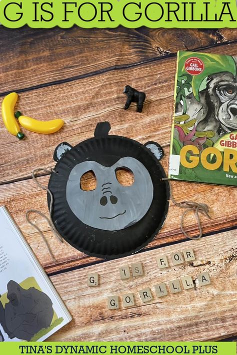 Alphabet Letter G is for Gorilla Fun Paper Plate Preschool Mask. G is for Gorilla is a fun opportunity to learn not only the letter sound but incorporate a fun much loved zoo animal unit. Also, I have more alphabet letter fun on my page How to Homeschool Preschool. While this can be a heavy zoology-based unit study there are still plenty of great ideas for math, art, geography, language arts, and more. Throughout I have bundled it all here for you to make it easy to pick. Gorilla Paper Craft, Gorilla Craft Preschool, Letter G Crafts For Preschoolers, Letter G Activities For Preschool, Letter G Craft, September Projects, Letter G Crafts, Friendship Celebration, Storytime Activities