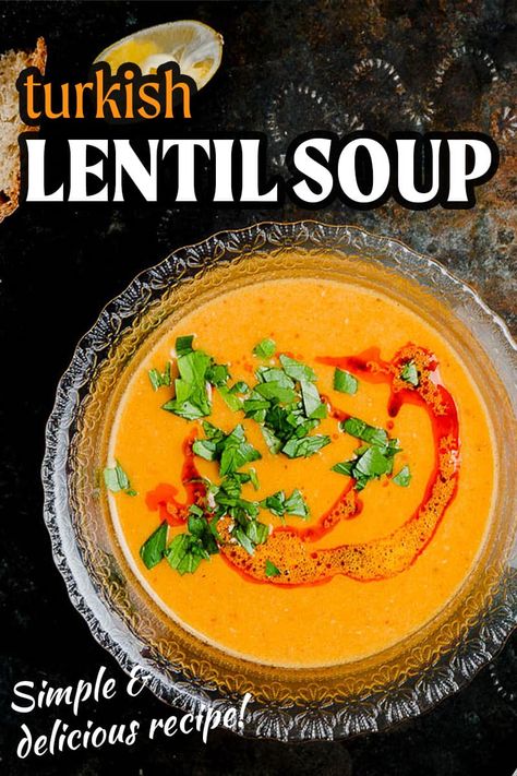 Foods Good For Thyroid, Turkish Lentil Soup Recipe, Turkish Red Lentil Soup, Ramadan Meals, Lentil Recipes Easy, Turkish Food Recipes, Clean Eating Soup Recipes, Turkish Dishes, Red Lentil Soup Recipe