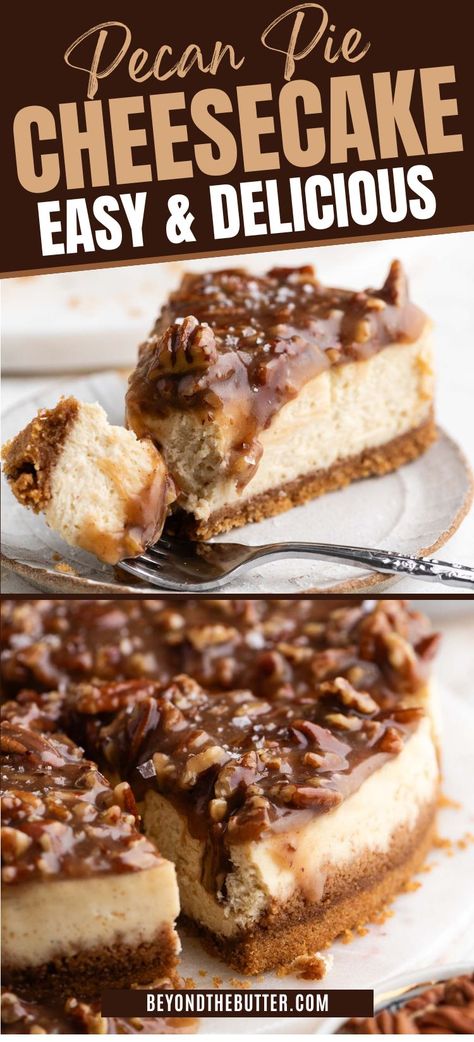 Pecan Pie Cheesecake Pecan Praline Cheesecake Recipe, Blueberry Poke Cake, Pecan Cheesecake Pie, Fantastic Dessert, Pecan Pie Topping, Pecan Recipe, Pecan Pie Cheesecake Recipe, Cheesecake Pie Recipes, Pie Topping