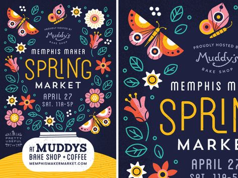 Spring is sprung by Allie Mounce on Dribbble Party Poster Design, Easter Poster, Spring Baking, Poster Design Layout, Spring Images, Art Exhibition Posters, Plakat Design, Spring Event, Poster Design Inspiration