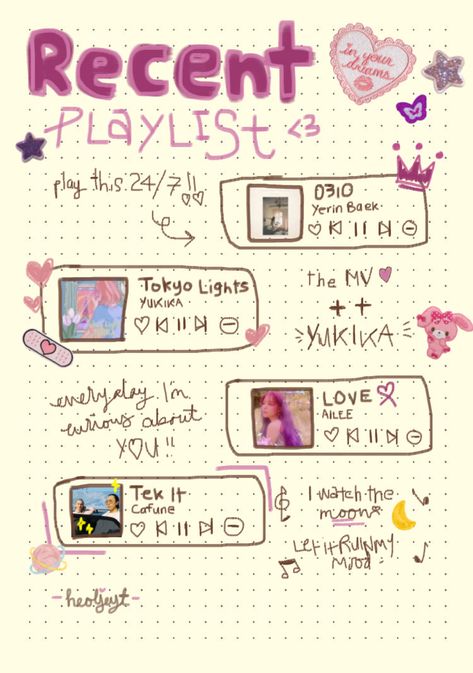 Diary Playlist Ideas, Music Playlist Journal Ideas, Aesthetic Love Songs Playlist, Spotify Scrapbook Page, Journaling Music Playlist, Songs In Journal, Random Scrapbook Ideas, Spotify Playlist Journal Ideas, Drawing Spotify Songs