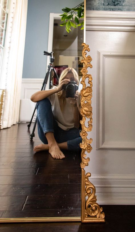 Primrose Mirror Anthropologie, Anthropologie Bathroom, Mirror Makeover Diy, Diy Floor Mirror, Intaglio Art, Gleaming Primrose Mirror, Anthropologie Hacks, Anthropologie Diy, Primrose Mirror