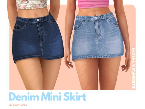 (Preview) Elliesimple - Flowers Collection - Denim Mini Skirt | Patreon Miniskirt Sims 4 Cc, Sims4 Cc Mini Skirt, Jean Skirt Sims 4 Cc, Sims 4 Cc Patreon Skirts, Denim Skirt Sims 4 Cc, Sims 4 Cc Brandy Melville, Sims 4 Cc Summer Clothes Patreon, Maxis Match Sims 4 Cc Clothing Female, Sims 4 Jean Shorts