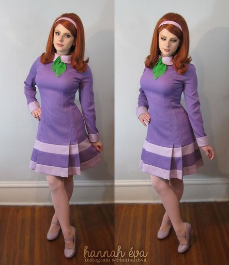 Hannah Éva on Instagram: “Scooby Doo debuted in 1969, so I decided I wanted to make a Daphne Blake cosplay inspired by the 60s! I even used a dress pattern that was…” Daphne Blake Cosplay, Scooby Doo Cosplay, Daphne Scooby Doo Costume, Satanic Panic, Velma Daphne, Mystery Gang, Velma Cosplay, Daphne Costume, Daphne And Velma