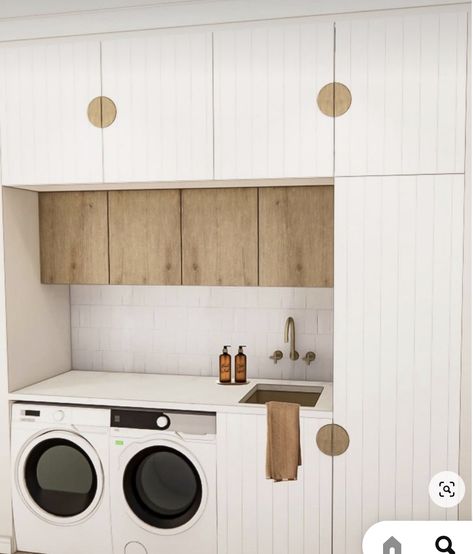 Washroom Laundry Room Combo, Scandi Laundry Room, Japandi Laundry Room, Laundry Bathroom Combo Layout, Laundry In Garage, Butlers Pantry Laundry Room Combo, Minimal Laundry Room, Minimalist Laundry Room, Scandinavian Laundry Room