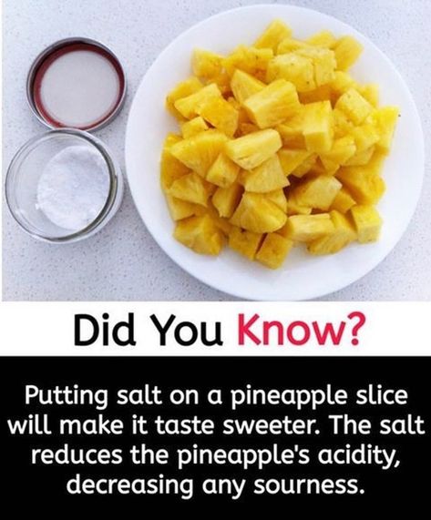 Has anyone tried this? I’m good on the salt, but if I did try it, I would use pink Himalayan Salt and not table salt... 🍍 🍍 ———————… Eating Pineapple, Real Food Diet, Best Juicer, Did You Know Facts, Food Facts, High Protein Recipes, Protein Foods, Health Diet, Nutrition Tips